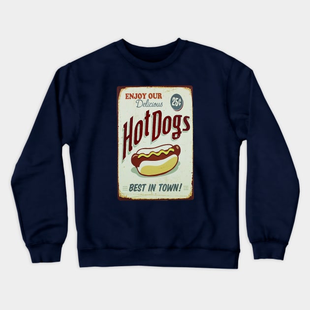 Vintage Hot Dog Crewneck Sweatshirt by pasnthroo